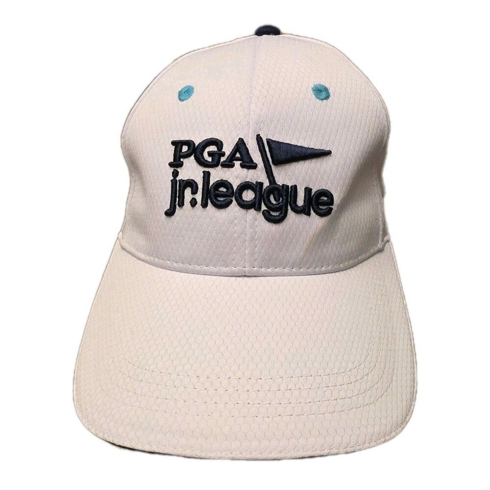 PGA Jr. League Logo Golf Cap Hat White Blue Adjustable Back New with Tag